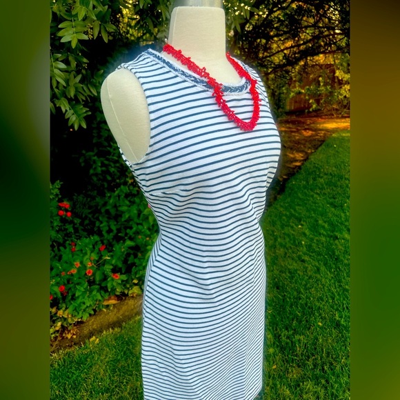 Talbots Navy and White Striped Mini Dress - Picture 4 of 8